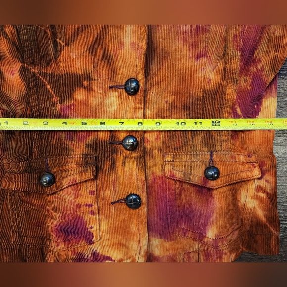 Rough And Tumble Vintage Womens Tye Dye Orange Jacket Button Up Corduroy - Picture 3 of 10